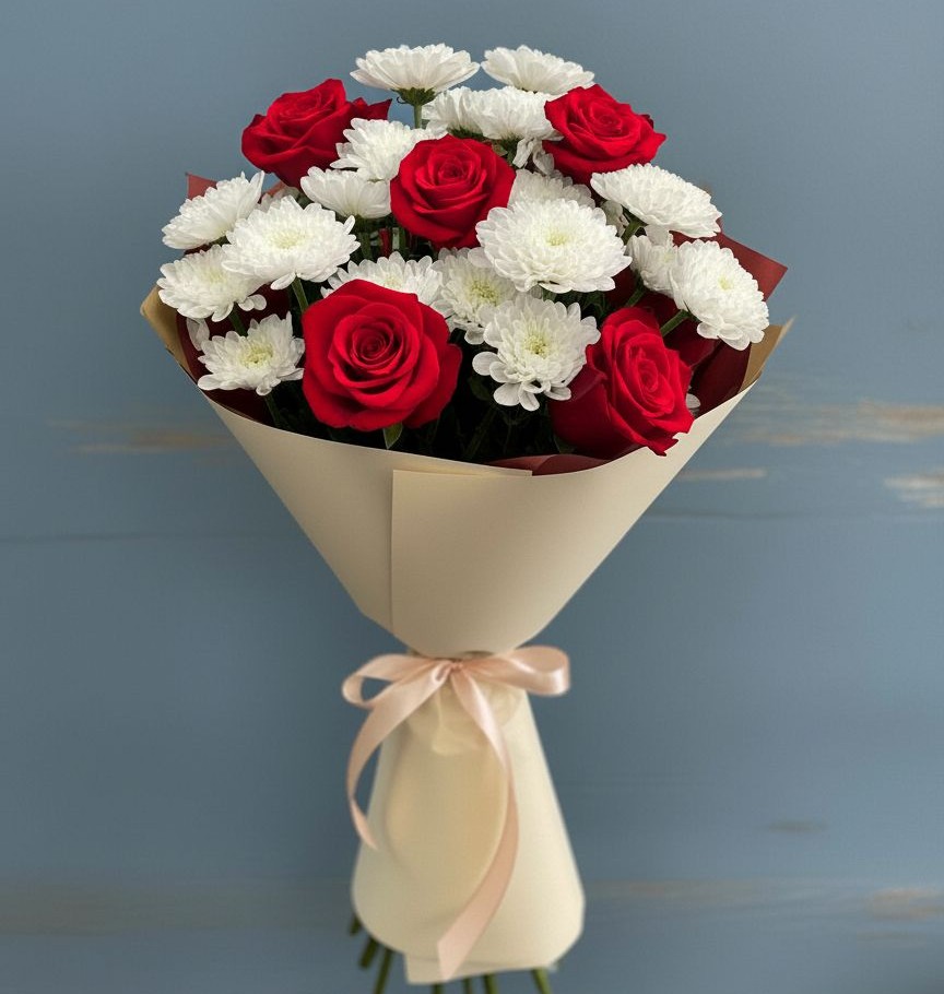 Букет цветов из: Розы и Хризантемы в Бутурлиновке