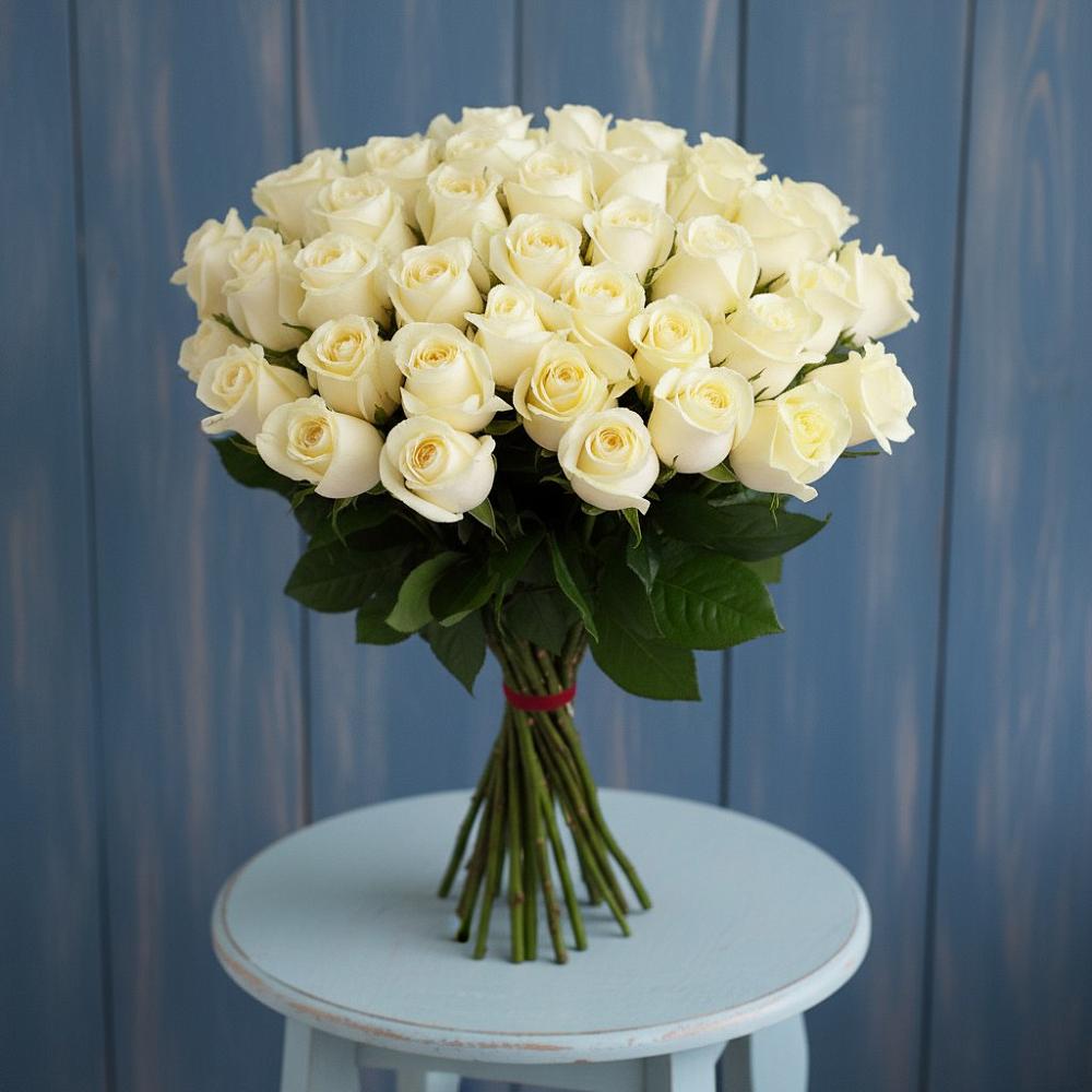 Букет 51 Белая роза Эдлесс Лав в Бутурлиновке