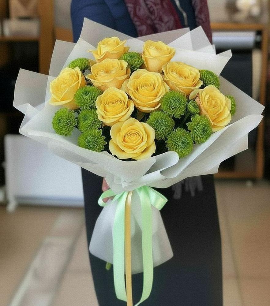 Букет цветов из: Хризантемы и Розы в Бутурлиновке