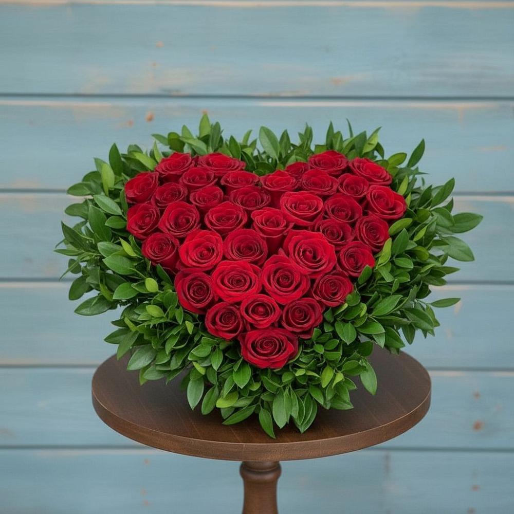 Цветочная композиция из Розы в виде сердца в Бутурлиновке