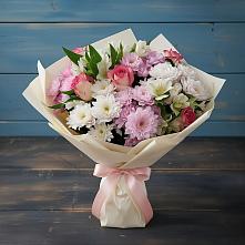 Букет цветов из:  Хризантемы, Альстромерии и Розы в Бутурлиновке