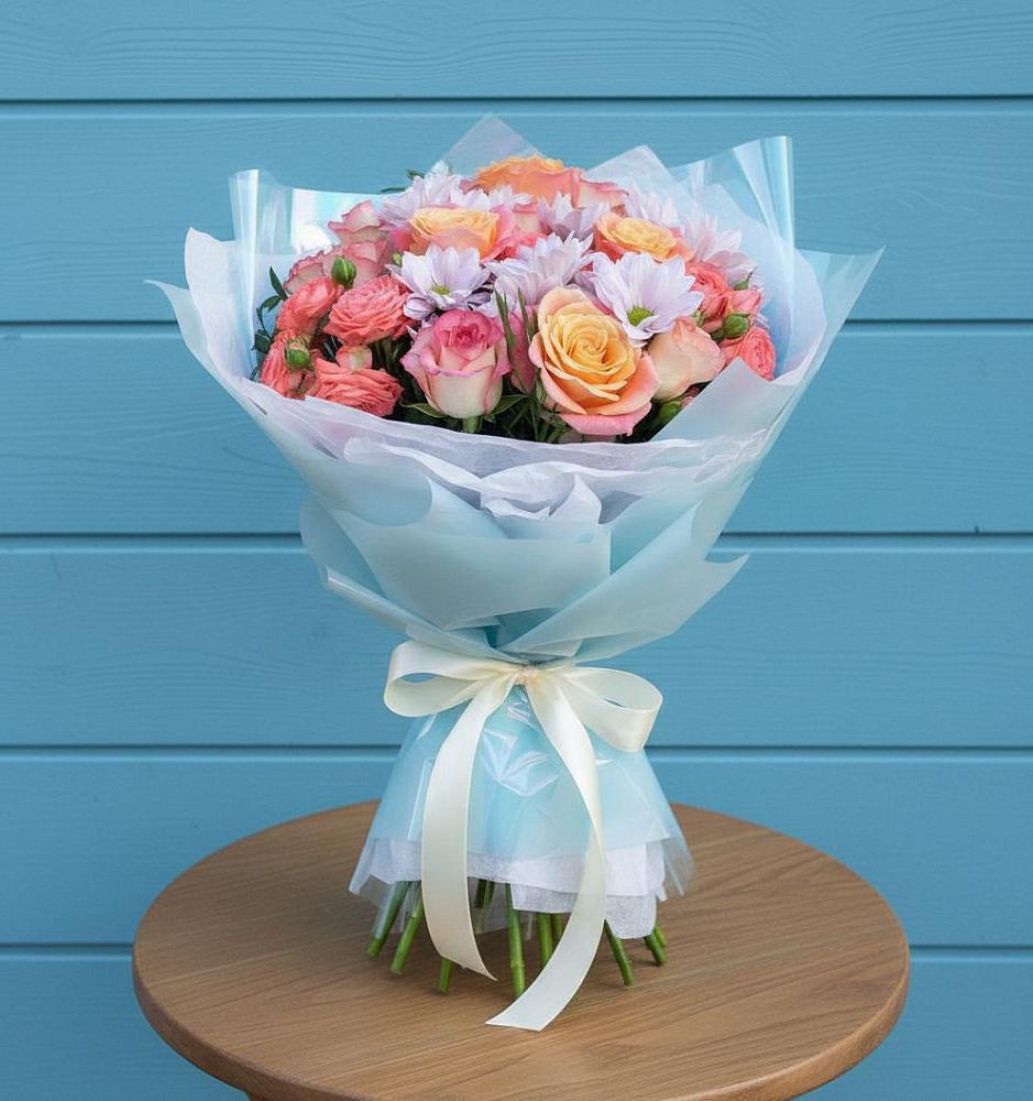 Букет цветов из: Хризантемы и Розы в Бутурлиновке