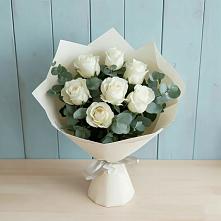 Букет Белые розы в Эвкалипте #REPLACE_PRED# Бутурлиновке